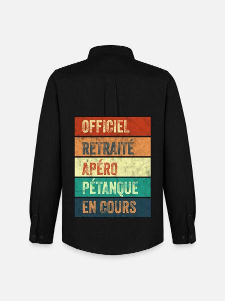 Retraite Apéro Pétanque - Chemise Oxford homme Stanley/Stella - noir