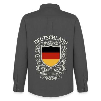 Germany - My Country - My Home - Men's Oxford Shirt by Stanley/Stella - anthracite - Back - AI Model Male 185 dark (185cm)