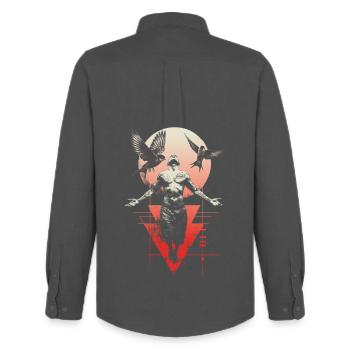 Ätherischer Mensch mit Flügeln und Mond - Männer Oxford Hemd von Stanley/Stella - Anthrazit - Hinten - AI Model Male 185 dark (185cm)