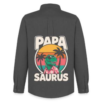 Papa Saurus Rex Dinosaurier Vatertag Geschenk - Männer Oxford Hemd von Stanley/Stella - Anthrazit - Hinten - AI Model Male 185 dark (185cm)