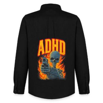 ADHD skeleton - Men's Oxford Shirt by Stanley/Stella - black - Back - AI Model Male 185 dark (185cm)