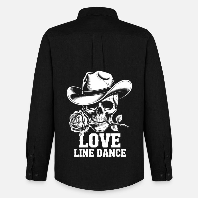 Line Dance Schädel Rose - Männer Oxford Hemd von Stanley/Stella - Schwarz