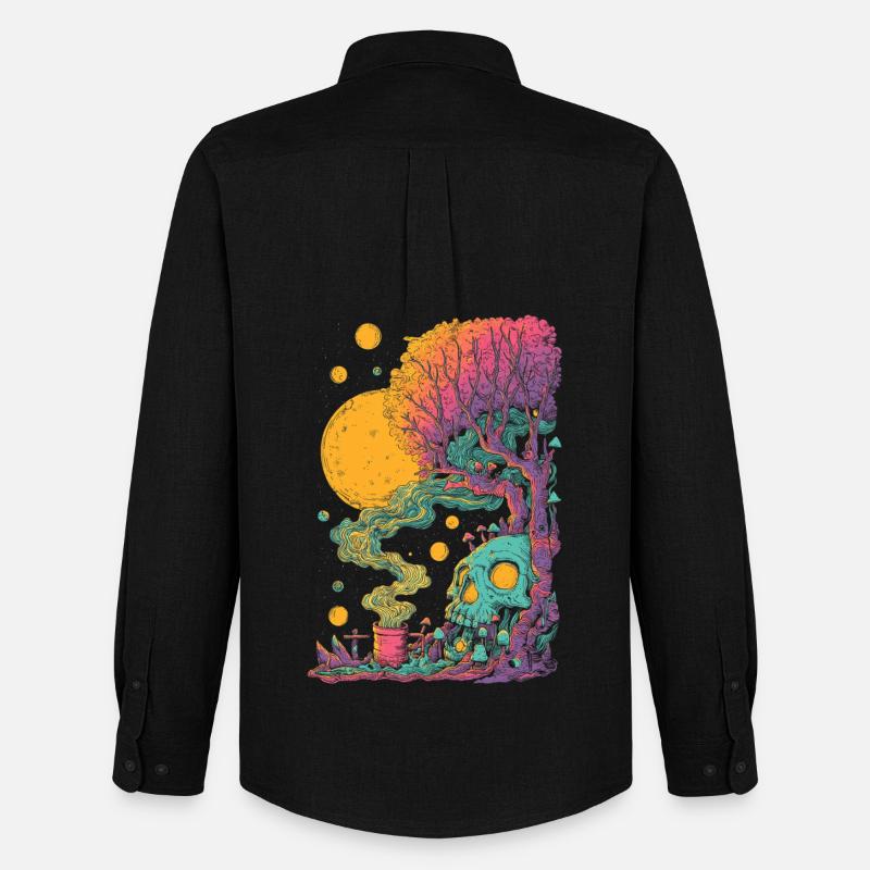 Psychedelischer Baumskull im Kosmos - Männer Oxford Hemd von Stanley/Stella - Schwarz