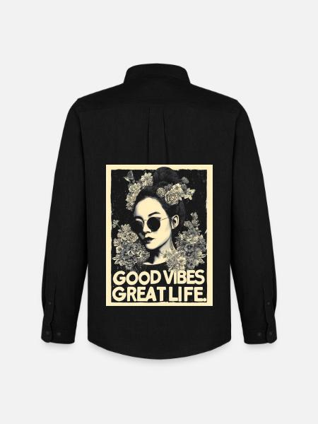 Vibes great Life tattoo - Men's Oxford Shirt by Stanley/Stella - black