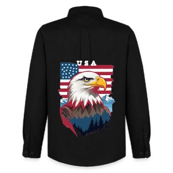 Bald eagle - Men's Oxford Shirt by Stanley/Stella - black - Back - AI Model Male 185 dark (185cm)