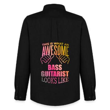 guitare basse - Chemise Oxford homme Stanley/Stella - noir - Dos - AI Model Male 185 dark (185cm)