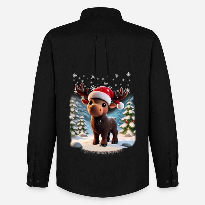 Elch - Moose - Weihnachten - Schnee - Männer Oxford Hemd von Stanley/Stella - Schwarz