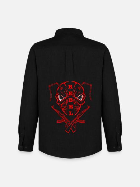 "REBEL EYES – Fearless Expression" red - Men's Oxford Shirt by Stanley/Stella - black