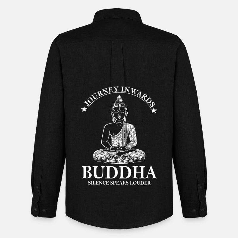 Buddha Design – Silence Speaks Louder - Männer Oxford Hemd von Stanley/Stella - Schwarz