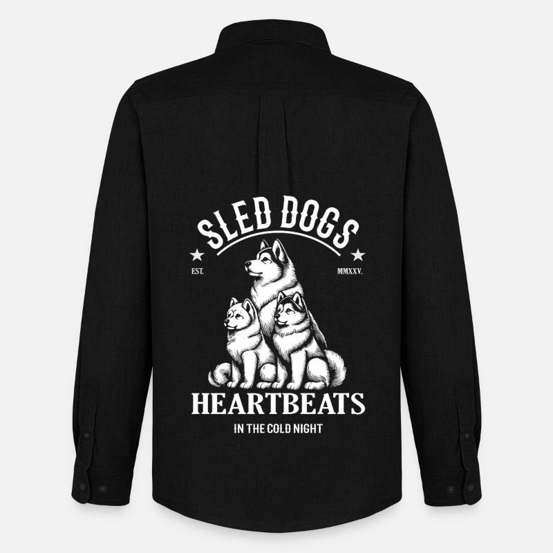 Schlittenhund Design – Heartbeats in Cold Night - Männer Oxford Hemd von Stanley/Stella - Schwarz