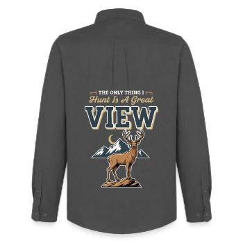 Camping Natur Humor Nur Jagd Tolle Aussicht Hirsche - Männer Oxford Hemd von Stanley/Stella - Anthrazit - Hinten - AI Model Male 185 dark (185cm)