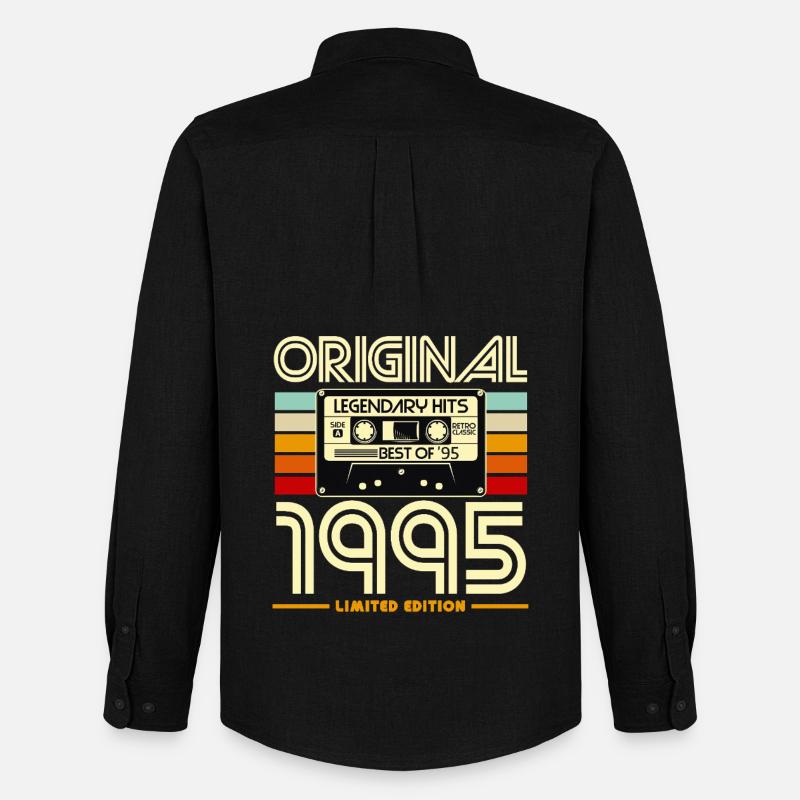 Originale Retro-Kassette von 1995 - Männer Oxford Hemd von Stanley/Stella - Schwarz