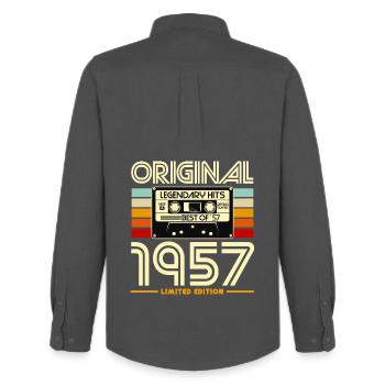 Originale limitierte Ausgabe von 1957 - Männer Oxford Hemd von Stanley/Stella - Anthrazit - Hinten - AI Model Male 185 dark (185cm)