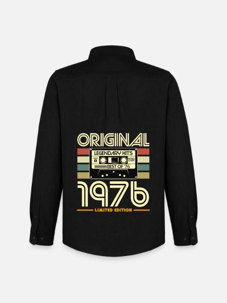 Originalkassette von 1976 - Männer Oxford Hemd von Stanley/Stella - Schwarz