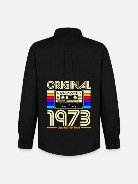 Originale Retro-Kassette von 1973 - Männer Oxford Hemd von Stanley/Stella - Schwarz