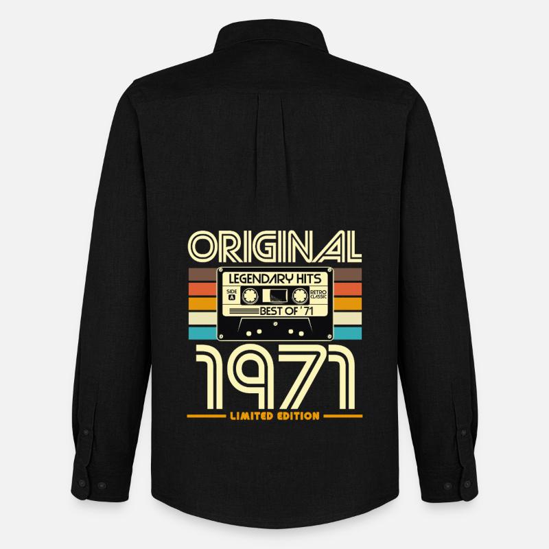 Originale limitierte Retro-Kassette von 1971 - Männer Oxford Hemd von Stanley/Stella - Schwarz