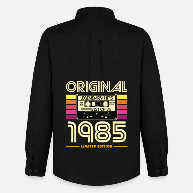 Originale Retro-Kassette von 1985 - Männer Oxford Hemd von Stanley/Stella - Schwarz