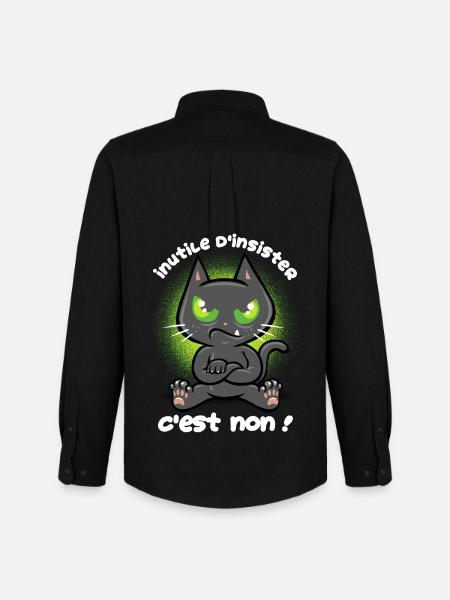 Chat têtu - Chemise Oxford homme Stanley/Stella - noir
