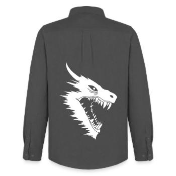 White Dragon's Attack - Men's Oxford Shirt by Stanley/Stella - anthracite - Back - AI Model Male 185 dark (185cm)