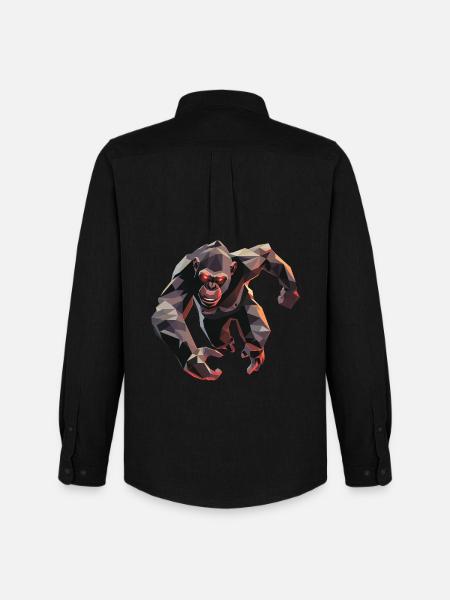 Gorilla im Low Poly Stil - Männer Oxford Hemd von Stanley/Stella - Schwarz