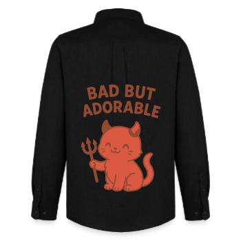 Mauvais mais adorable chat diabolique - Chemise Oxford homme Stanley/Stella - noir - Dos - AI Model Male 185 dark (185cm)