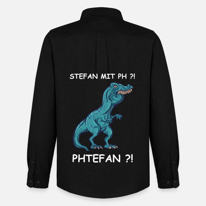 Blauer Dino mit Kick | Stefan - Männer Oxford Hemd von Stanley/Stella - Schwarz