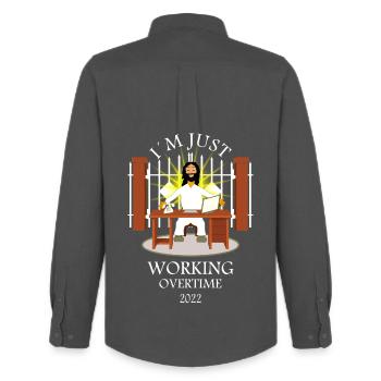 Gott macht Überstunden - Männer Oxford Hemd von Stanley/Stella - Anthrazit - Hinten - AI Model Male 185 dark (185cm)