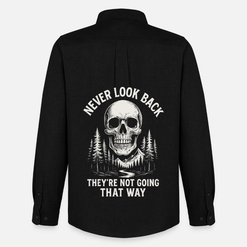 Skull Forest Never Back - Men's Oxford Shirt by Stanley/Stella - black