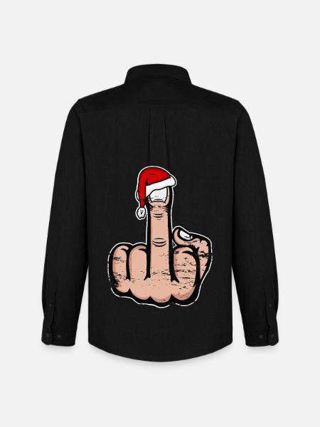 Christmas Middle Finger with Santa Hat - Men's Oxford Shirt by Stanley/Stella - black