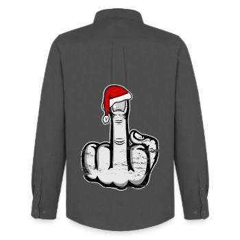 Doigt d’honneur de Noël avec chapeau de Père Noël - Chemise Oxford homme Stanley/Stella - charbon - Dos - AI Model Male 185 dark (185cm)