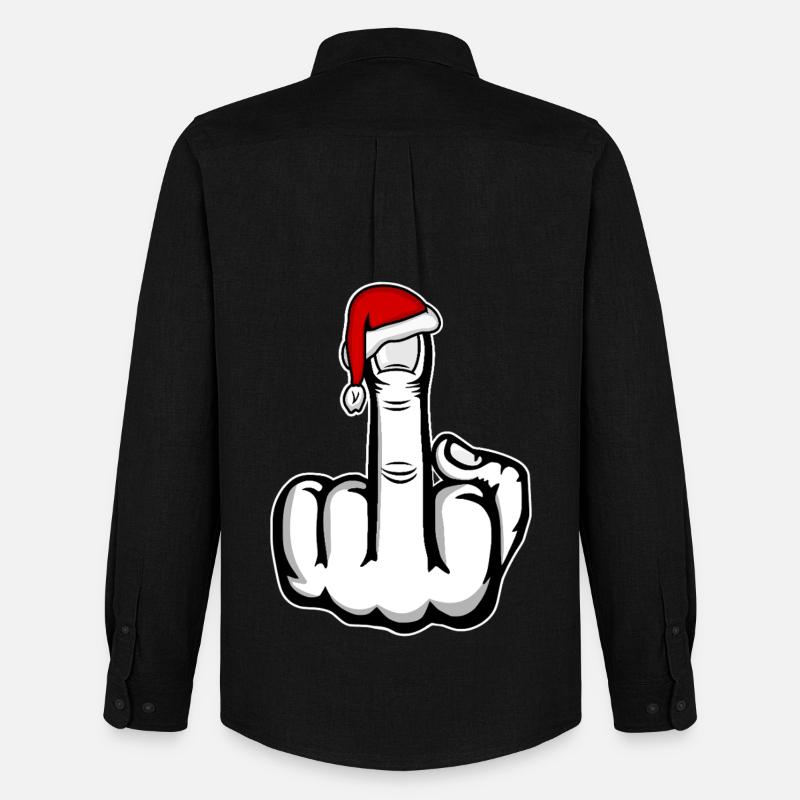 Weihnachten Mittelfinger mit Weihnachtsmütze - Männer Oxford Hemd von Stanley/Stella - Schwarz