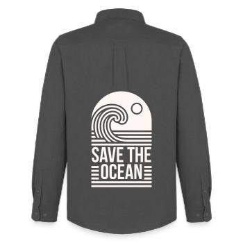 Save the ocean protection conservation quotes - Men's Oxford Shirt by Stanley/Stella - anthracite - Back - AI Model Male 185 dark (185cm)