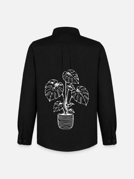 Monstera line art on black - Men's Oxford Shirt by Stanley/Stella - black