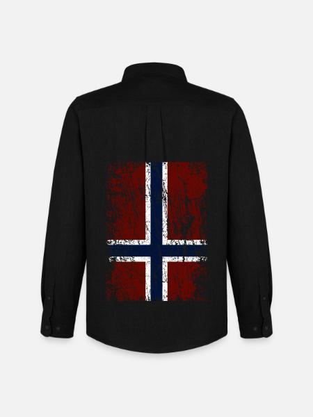 Norwegian flag upright (dark) - Men's Oxford Shirt by Stanley/Stella - black