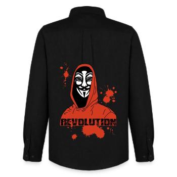 Anonymous und die Rote Revolution - Männer Oxford Hemd von Stanley/Stella - Schwarz - Hinten - AI Model Male 185 dark (185cm)