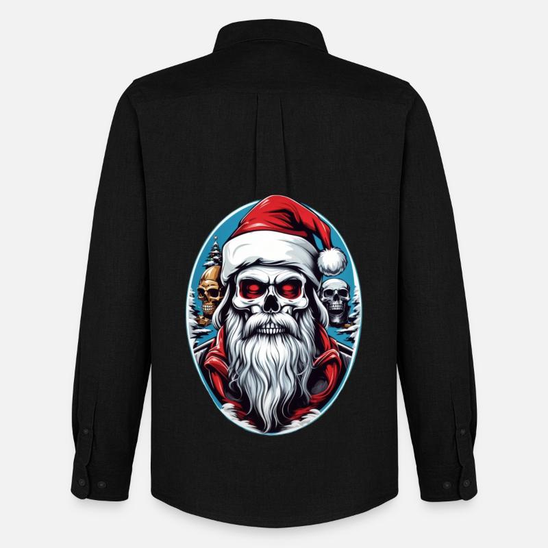 Weihnachtsmann Skull - Männer Oxford Hemd von Stanley/Stella - Schwarz