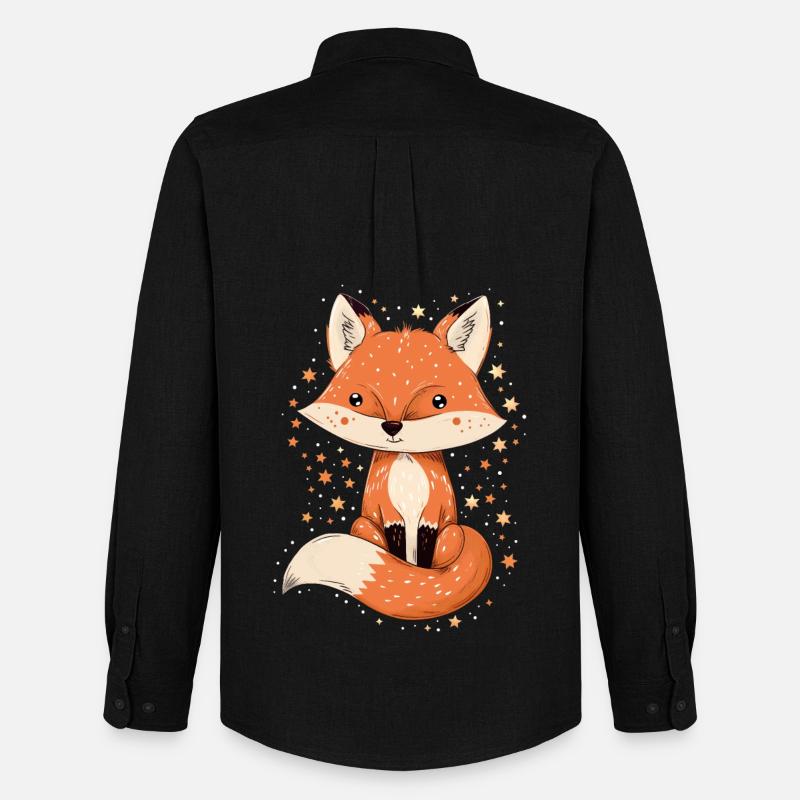 Fuchs mit Sternen - Männer Oxford Hemd von Stanley/Stella - Schwarz