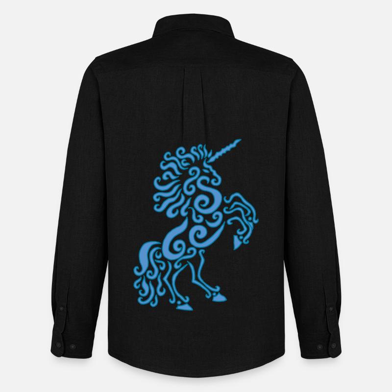 Blaues Einhorn Pferd - Männer Oxford Hemd von Stanley/Stella - Schwarz