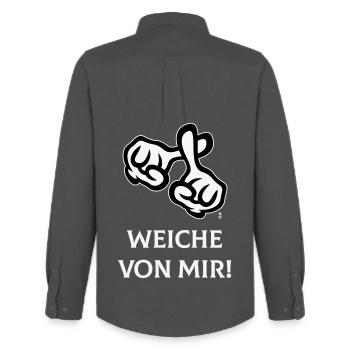 Depart from me! (Cross / Bible / Religion / NEG2C) - Men's Oxford Shirt by Stanley/Stella - anthracite - Back - AI Model Male 185 dark (185cm)