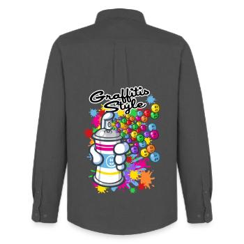 Graffiti cartoon style - Men's Oxford Shirt by Stanley/Stella - anthracite - Back - AI Model Male 185 dark (185cm)