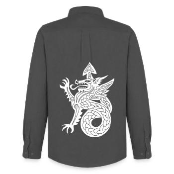 White Dragon - Men's Oxford Shirt by Stanley/Stella - anthracite - Back - AI Model Male 185 dark (185cm)