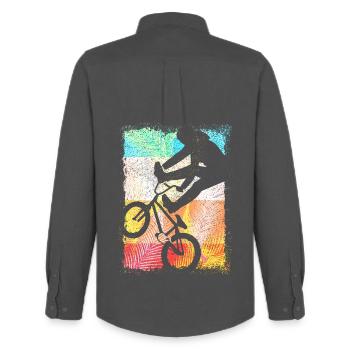 Vintage Bmx Fahrrad - Retro Bmx Rad - Bmx Bike - Chemise Oxford homme Stanley/Stella - charbon - Dos - AI Model Male 185 dark (185cm)