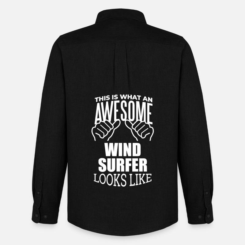 Windsurfen - Männer Oxford Hemd von Stanley/Stella - Schwarz
