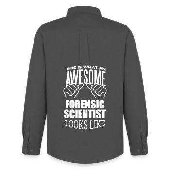 Forensic Science - Men's Oxford Shirt by Stanley/Stella - anthracite - Back - AI Model Male 185 dark (185cm)