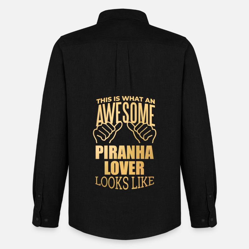 Piranha - Männer Oxford Hemd von Stanley/Stella - Schwarz