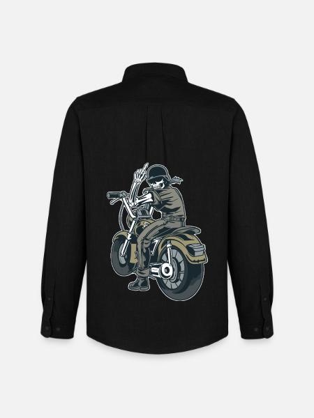 Motocyklista Pierdol się Prowokacja Szkielet - Stanley/Stella koszula Oxford męska - czarny