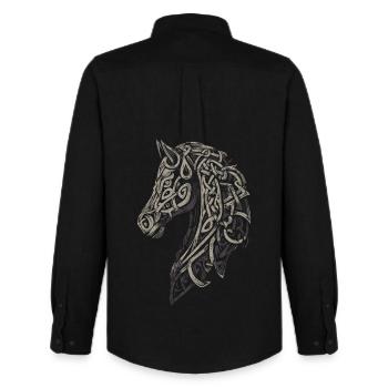 Keltisches Pferd - Männer Oxford Hemd von Stanley/Stella - Schwarz - Hinten - AI Model Male 185 dark (185cm)