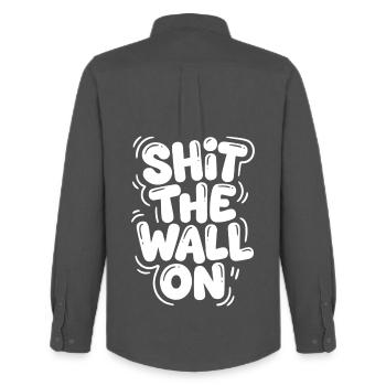 Shit the wall on - Männer Oxford Hemd von Stanley/Stella - Anthrazit - Hinten - AI Model Male 185 dark (185cm)