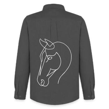 Esquisse du cheval blanc - Chemise Oxford homme Stanley/Stella - charbon - Dos - AI Model Male 185 dark (185cm)