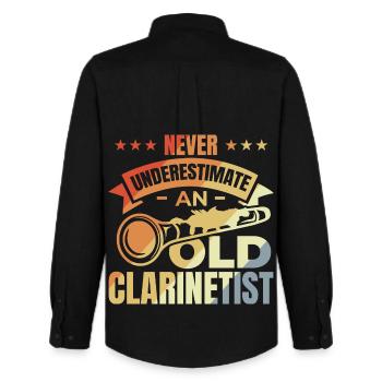 Ne sous-estimez jamais les vieux clarinettistes - Chemise Oxford homme Stanley/Stella - noir - Dos - AI Model Male 185 dark (185cm)